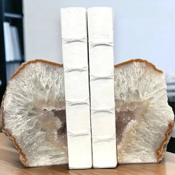 Agate Crystal bookends with Geode Center, Natural stone, Bookshelf Decor (DF) - Picture 6 of 12